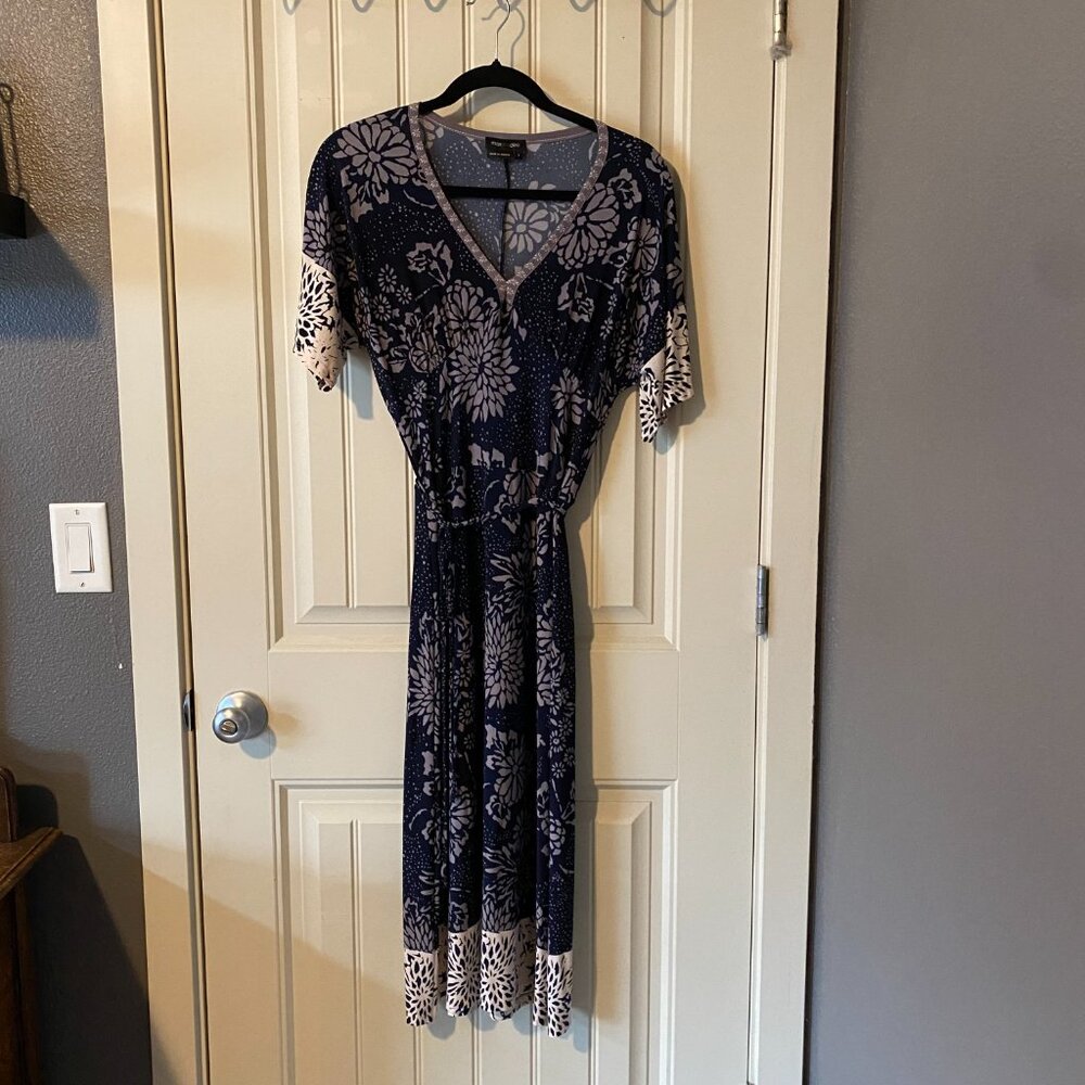 Blue Floral Faux Wrap Dress - Max and Cleo - Size S
